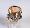 14K Yellow Gold Large Pear Shaped Citrine Ring w/2 Side Diamonds, size 5.25