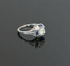 18K Vintage Superb White Gold Diamond & Sapphire Ring Circa 1920, Size 6.5