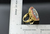 18K Yellow Gold Sapphire, Ruby and Diamond Cluster Ring Circa 1960, Size 3.75