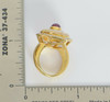 18K Yellow Gold Superb Quality Hamsa Ring with Ruby & Diamond, size 3.25