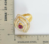 18K Yellow Gold Superb Quality Hamsa Ring with Ruby & Diamond, size 3.25