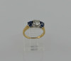 14K White Gold Diamond and Sapphire 3 Stone Ring, Size 6