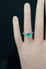 Platinum Emerald Ring with 10 Diamond Accents, Size 4.75