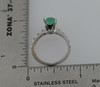 Platinum Emerald Ring with 10 Diamond Accents, Size 4.75