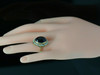 14K Yellow Gold Large Cabochon Ring Surrounded by Seed Pearls, 1940's Size 6.5