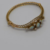 14k Yellow Gold cast filigree opal bangle bracelet, Circa 1950's