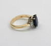 14K Yellow Gold Large Oval Sapphire & Diamond Ring circa 1990, Size 6.25