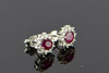 18K White Gold Ruby and Diamond Halo Basket Setting Earrings