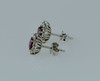 18K White Gold Ruby and Diamond Halo Basket Setting Earrings