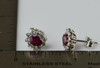 18K White Gold Ruby and Diamond Halo Basket Setting Earrings