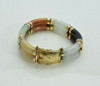 Vintage 14K Yellow Gold Multicolor Jadeite Hinged Bracelet Circa 1960