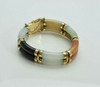 Vintage 14K Yellow Gold Multicolor Jadeite Hinged Bracelet Circa 1960