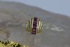 14K YG Sensational Modernist Pink Tourmaline and Diamond Ring Size 7 Circa 1980