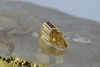 14K YG Sensational Modernist Pink Tourmaline and Diamond Ring Size 7 Circa 1980