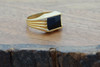 Vintage 19K Dark Yellow Gold Black Onyx Ring Art Deco Style Size 8.75 Circa 1960
