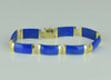 14K Yellow Gold Lapis Segmented Bracelet 8 Curved Stones 7" Length Circa 1980