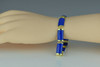 14K Yellow Gold Lapis Segmented Bracelet 8 Curved Stones 7" Length Circa 1980