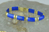 14K Yellow Gold Lapis Segmented Bracelet 8 Curved Stones 7" Length Circa 1980