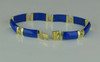 14K Yellow Gold Lapis Segmented Bracelet 8 Curved Stones 7" Length Circa 1980