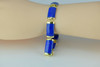 14K Yellow Gold Lapis Segmented Bracelet 8 Curved Stones 7" Length Circa 1980