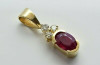 14K Yellow Gold Super Oval Ruby & Diamond Pendant