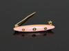Vintage 14K Yellow Gold Pink Enamel & Pearl Bar Pin, Circa 1920