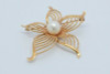 14K Yellow Gold Pearl Star Pin, Circa 1960