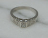 14K WG Diamond Engagement Ring Central Princess Cut Diamond Size 7