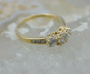 14K YG 1 ct tw 3 Stone Diamond Ring 4.5 mm Center Size 7