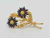 18K Yellow Gold Enamel Floral Pin, Circa 1960 Italy