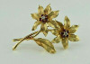 Vintage Dan Frere 14K Yellow Gold Ruby and Diamond Floral Brooch Circa 1950