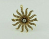 Vintage 14K Yellow Gold Diamond and Pearl Sunburst Pin Black Enamel Circa 1925