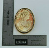 Vintage 14K Yellow Gold Portrait Cameo Pin Filigree Set Circa 1940