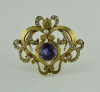 Superb Antique 14K YG Art Nouveau Amethyst Pin Watch Clip Pendant Circa 1900