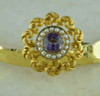 Antique 14K Yellow Gold Amethyst & Seed Pearl Pin Pendant Watch Clip Circa 1900