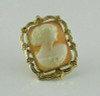 Vintage 10K Yellow Gold Rectangular Shell Cameo Pin Floral Gold Frame Circa 1950