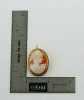 Vintage 18K Yellow Gold Deco Style Shell Cameo Pin Pendant Circa 1950