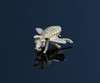 14k Yellow Gold Winged Bee Pin with Diamonds and Emerald