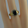 Vintage 14K YG Large Oval Sapphire w/ Diamond Accent Ring Size 7 Circa 1960