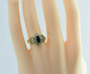 14K YG 2ct tw Sapphire and Diamond Halo Marquis Ring Size 6.5 Circa 1960