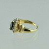 14K YG 2ct tw Sapphire and Diamond Halo Marquis Ring Size 6.5 Circa 1960