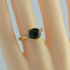 14K Yellow Gold Black Coral with Diamond Accent Ring Size 6 Circa 1987