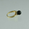 14K Yellow Gold Black Coral with Diamond Accent Ring Size 6 Circa 1987