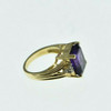 14K Yellow Gold Amethyst and Diamond Accent Ring Size 6 Circa 1980