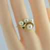 14K Yellow Gold Pearl Ring 4 Pearls One Larger Size 4.75 Circa 1980