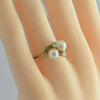 Vintage 14K Yellow Gold Pearl and Diamond Ring Size 6.25 Circa 1960