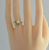 Vintage 14K Yellow Gold Pearl and Diamond Ring Size 6.25 Circa 1960