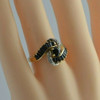 14K Yellow Gold Sapphire and Diamond Modernist Ring Size 7 Circa 1975