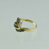 14K Yellow Gold Sapphire and Diamond Modernist Ring Size 7 Circa 1975