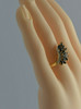 14K YG 1ct Sapphire and Diamond Cluster Spray Ring Size 6.75